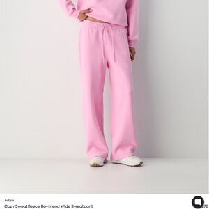 Cozy Sweatfleece Boyfriend Wide Sweatpant Morganite Pink